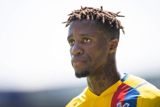 Wilfried Zaha of Crystal Palace during the Pre-Season Friendly match between Walsall and Crystal Palace at Banks' Stadium on July 17, 2021 in...