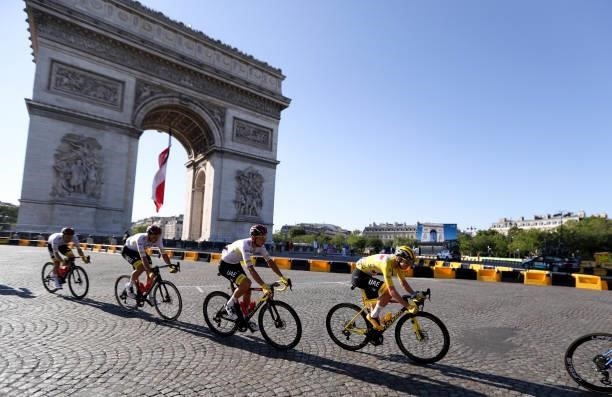 Race leader's Yellow jersey Tadej Pogacar of Slovenia and UAE Team Emirates during the final stage 21 of the 108th Tour de France 2021, a flat stage...