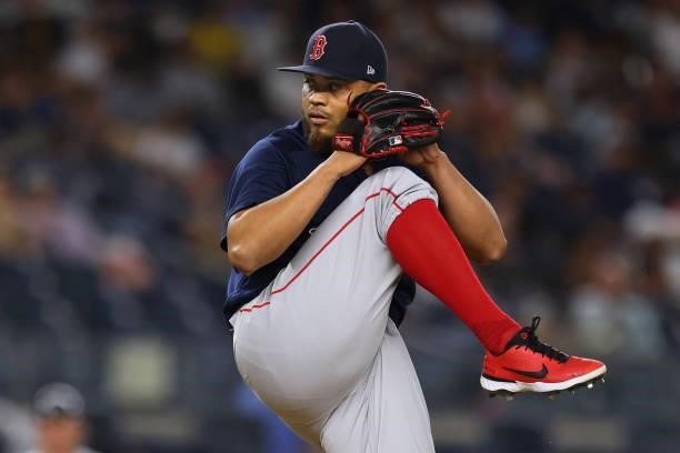 Darwinzon Hernandez of the Boston Red Sox in action during a game against the New York Yankees at Yankee Stadium on July 18, 2021 in New York City.
