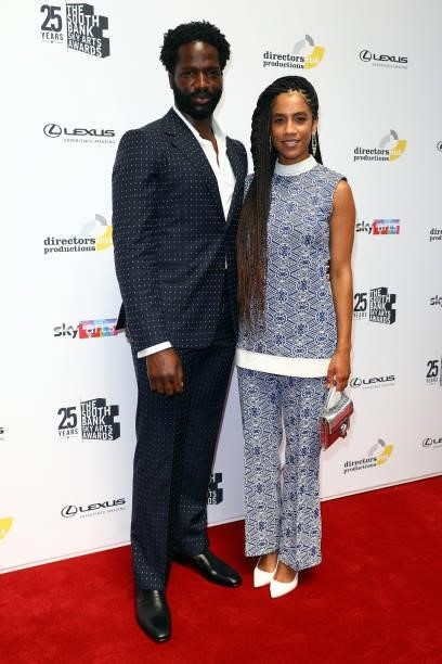Sope Dirisu and Dominique Tipper attend The South Bank Sky Arts Awards at The Savoy on July 19, 2021 in London, England. The South Bank Sky Arts...