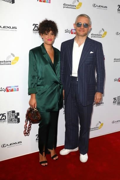 Rachel Mariam and Martin Freeman attends The South Bank Sky Arts Awards at The Savoy on July 19, 2021 in London, England. The South Bank Sky Arts...