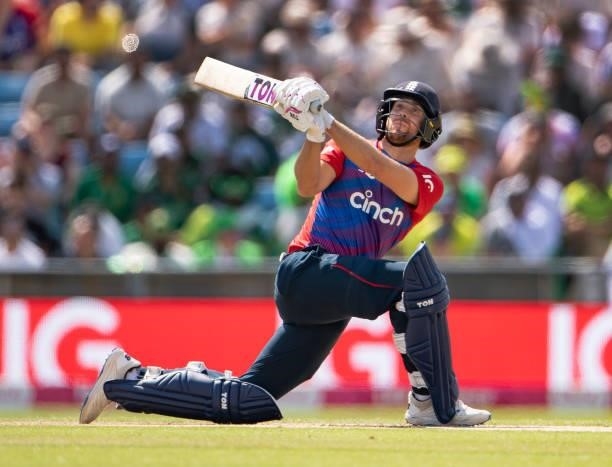 Dawid Malan of England batting during the 2nd T20I between England and Pakistan at Emerald Headingley Stadium on July 18, 2021 in Leeds, England.