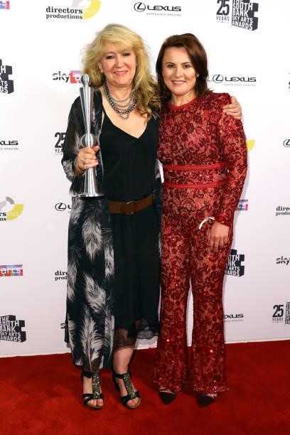 Monica Dolan presents Sonia Friedman the Theatre Award on behalf of Uncle Vanya at The South Bank Sky Arts Awards at The Savoy on July 19, 2021 in...