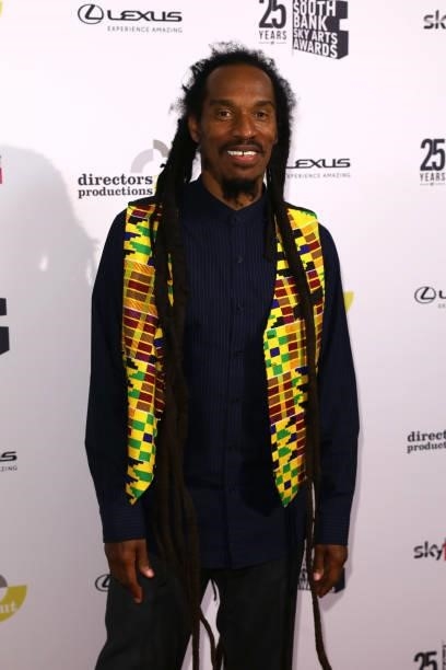 Benjamin Zephaniah attends The South Bank Sky Arts Awards at The Savoy on July 19, 2021 in London, England. The South Bank Sky Arts Awards will air...