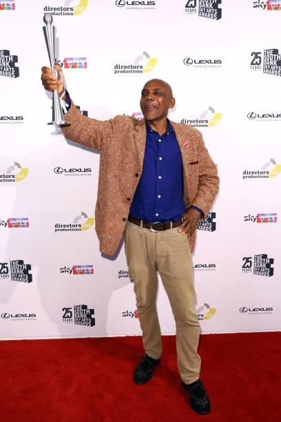 Denzil Forrester accepts the Visual Art Award at the South Bank Sky Arts Awards at The Savoy on July 19, 2021 in London, England. The South Bank Sky...