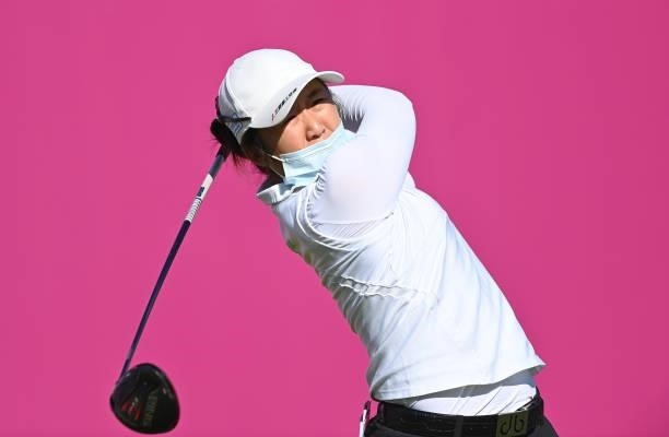 Jing Yan of China plays a shot during previews ahead of the The Amundi Evian Championship at Evian Resort Golf Club on July 20, 2021 in...