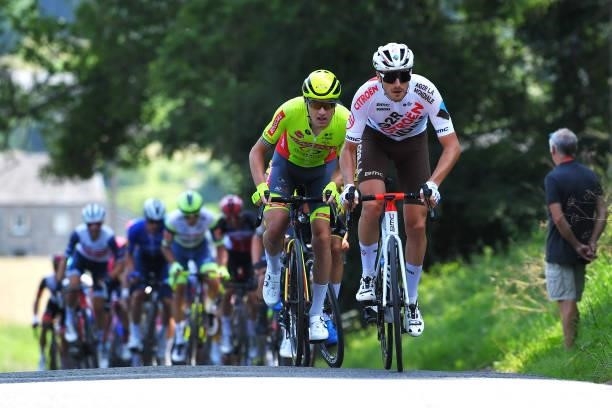 Tom Paquot of Belgium and Team Bingoal WB & Alexis Gougeard of France and AG2R Citröen Team during the 42nd Tour de Wallonie 2021, Stage 1 a 185,7km...