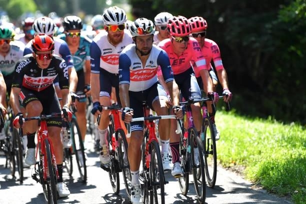 Kiel Reijnen of United States and Team Trek - Segafredo leads The Peloton during the 42nd Tour de Wallonie 2021, Stage 1 a 185,7km stage from Genappe...