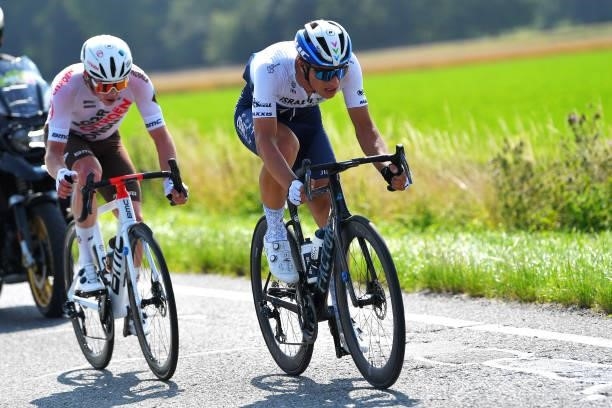 Stan Dewulf of Belgium and AG2R Citröen Team & Jenthe Biermans of Belgium and Team Israel Start-Up Nation during the 42nd Tour de Wallonie 2021,...