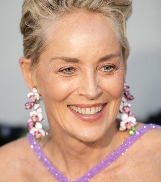 Sharon Stone attends the amfAR Cannes Gala 2021 during the 74th Annual Cannes Film Festival at Villa Eilenroc on July 16, 2021 in Cap d'Antibes,...
