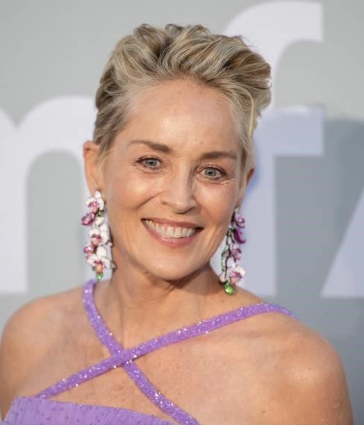 Sharon Stone attends the amfAR Cannes Gala 2021 during the 74th Annual Cannes Film Festival at Villa Eilenroc on July 16, 2021 in Cap d'Antibes,...
