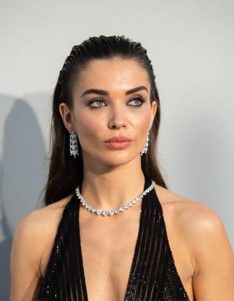 Amy Jackson attends the amfAR Cannes Gala 2021 during the 74th Annual Cannes Film Festival at Villa Eilenroc on July 16, 2021 in Cap d'Antibes,...