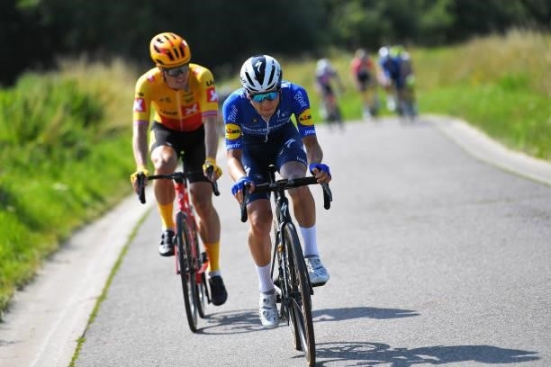 Rasmus Fossum Tiller of Norway and UNO - X Pro Cycling Team & Andrea Bagioli of Italy and Team Deceuninck - Quick-Step in the Breakaway during the...