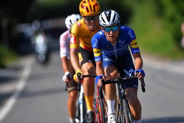 Andrea Bagioli of Italy and Team Deceuninck - Quick-Step in the Breakaway during the 42nd Tour de Wallonie 2021, Stage 1 a 185,7km stage from Genappe...