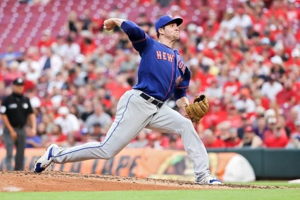 Jerad Eickhoff of the New York Mets pitches in the second inning against the Cincinnati Reds at Great American Ball Park on July 19, 2021 in...