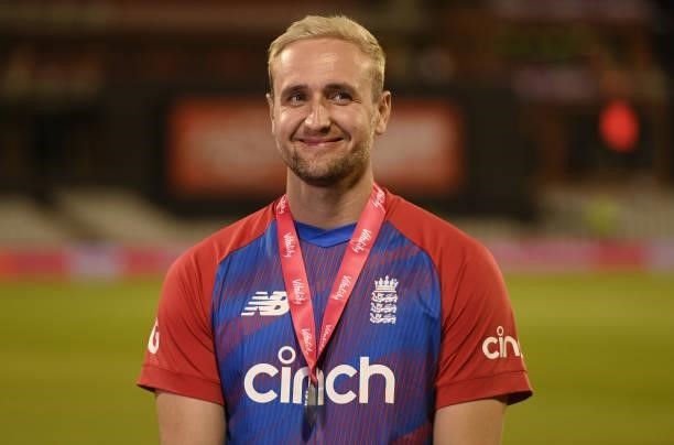 Liam Livingstone of England is interviewed after the 3rd Vitality T20 International between England and Pakistan at Emirates Old Trafford on July 20,...