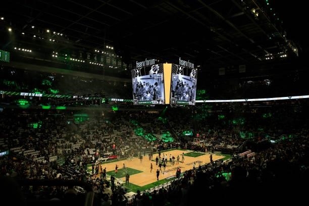 General view before Game Six of the NBA Finals between the Milwaukee Bucks and the Phoenix Suns at Fiserv Forum on July 20, 2021 in Milwaukee,...