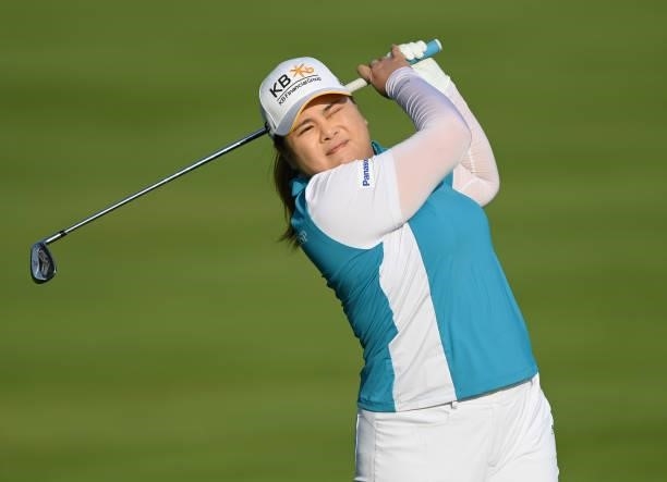 Inbee Park of Korea plays a shot during the Pro-Am prior to the start of the The Amundi Evian Championship at Evian Resort Golf Club on July 21, 2021...