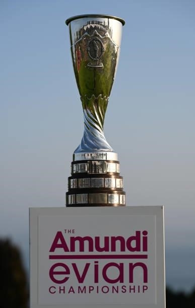 The winners trophy is pictured during the Pro-Am prior to the start of the The Amundi Evian Championship at Evian Resort Golf Club on July 21, 2021...