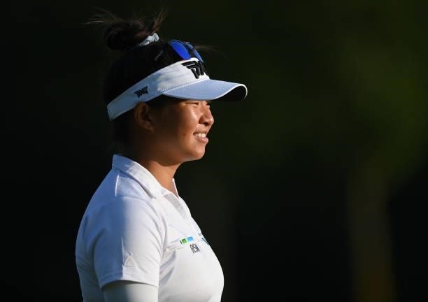 Megan Khang of USA looks on during the Pro-Am prior to the start of the The Amundi Evian Championship at Evian Resort Golf Club on July 21, 2021 in...