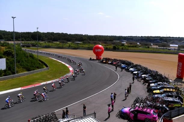 The peloton in Zolder Circuit during the 42nd Tour de Wallonie 2021 - Stage 2 a 120km stage from Zolder Circuit to Zolder Circuit / Landscape / Race...