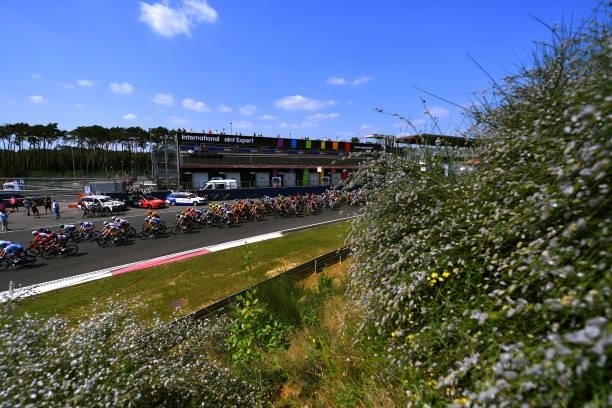 The peloton during the 42nd Tour de Wallonie 2021 - Stage 2 a 120km stage from Zolder Circuit to Zolder Circuit / Race held at the Zolder Circuit due...