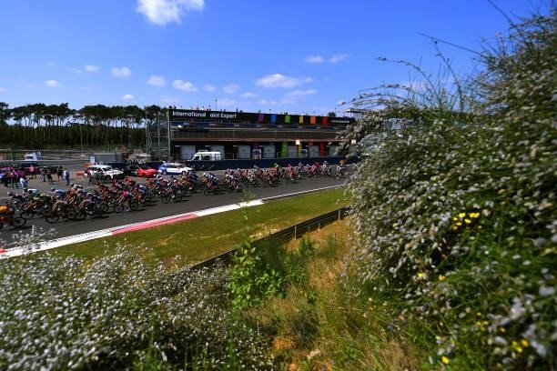 The peloton during the 42nd Tour de Wallonie 2021 - Stage 2 a 120km stage from Zolder Circuit to Zolder Circuit / Race held at the Zolder Circuit due...