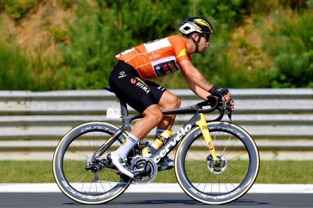 Dylan Groenewegen of Netherlands and Team Jumbo - Visma Orange Leader Jersey during the 42nd Tour de Wallonie 2021 - Stage 2 a 120km stage from...