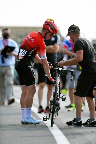 Alan Riou of France and Team Arkéa - Samsic suffers a mechanical problem during the 42nd Tour de Wallonie 2021 - Stage 2 a 120km stage from Zolder...