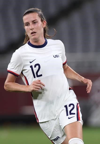 Tierna Davidson of United States is seen in the Women's First Round Group G match between Sweden and United States during the Tokyo 2020 Olympic...