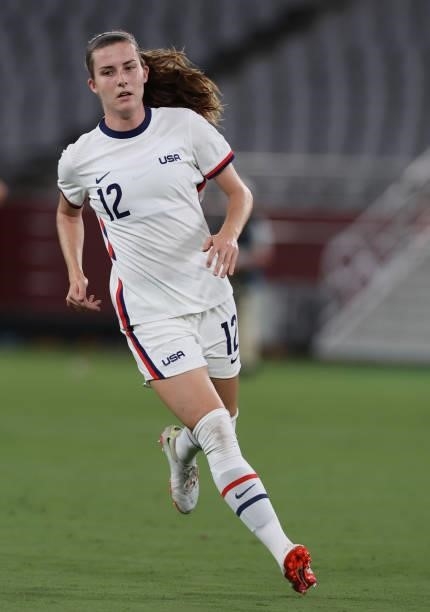 Tierna Davidson of United States is seen in the Women's First Round Group G match between Sweden and United States during the Tokyo 2020 Olympic...