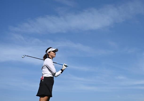 So Yeon Ryu of Korea waits to play a shot during the Pro-Am prior to the start of the The Amundi Evian Championship at Evian Resort Golf Club on July...