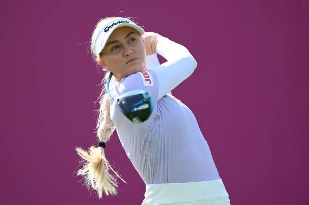 Charley Hull of England plays a shot during the Pro-Am prior to the start of the The Amundi Evian Championship at Evian Resort Golf Club on July 21,...