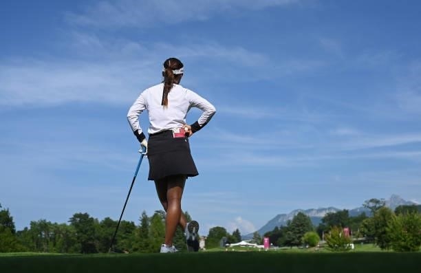So Yeon Ryu of Korea waits to play a shot during the Pro-Am prior to the start of the The Amundi Evian Championship at Evian Resort Golf Club on July...