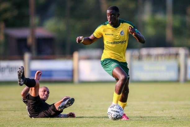 Bassala Sambou of Fortuna Sittard during the Pre Season Friendly match between Fortuna Sittard and OFI Crete at Op de Hooven on July 21, 2021 in...