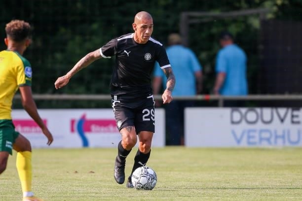 Miguel Mellado of OFI Crete during the Pre Season Friendly match between Fortuna Sittard and OFI Crete at Op de Hooven on July 21, 2021 in...