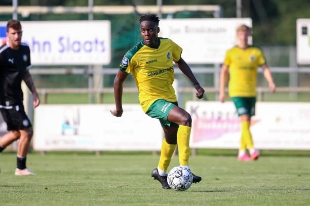 Richie Musaba of Fortuna Sittard during the Pre Season Friendly match between Fortuna Sittard and OFI Crete at Op de Hooven on July 21, 2021 in...