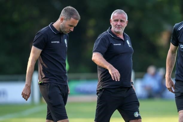 Coach Sjors Ultee of Fortuna Sittard, Robby Alflen during the Pre Season Friendly match between Fortuna Sittard and OFI Crete at Op de Hooven on July...