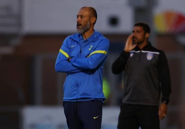 Nuno Espirito Santo, Manager of Tottenham Hotspur looks on during the Pre-Season Friendly match between Colchester United and Tottenham Hotspur at...