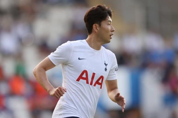 Son Heung-Min of Tottenham Hotspur looks on during the Pre-Season Friendly match between Colchester United and Tottenham Hotspur at JobServe...