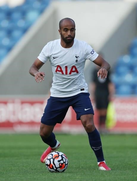 Lucas Moura of Tottenham Hotspur during the pre season match between Colchester United and Tottenham Hotspur at JobServe Community Stadium on July...
