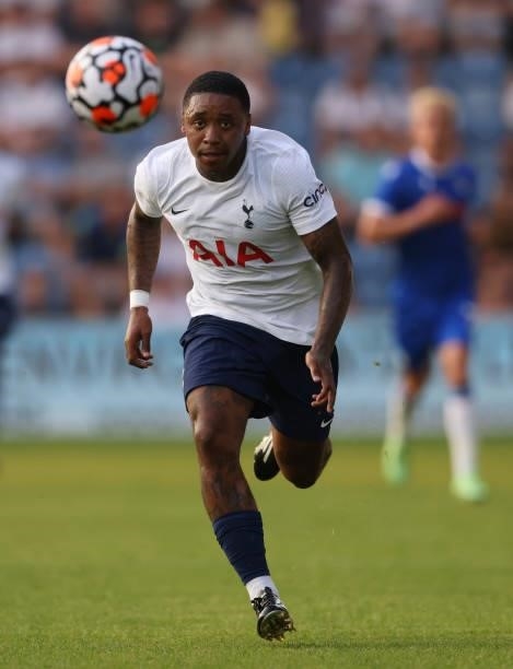 Steven Bergwijn of Tottenham Hotspur runs with the ball during the Pre-Season Friendly match between Colchester United and Tottenham Hotspur at...