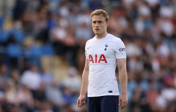 Oliver Skipp of Tottenham Hotspur looks on during the Pre-Season Friendly match between Colchester United and Tottenham Hotspur at JobServe Community...