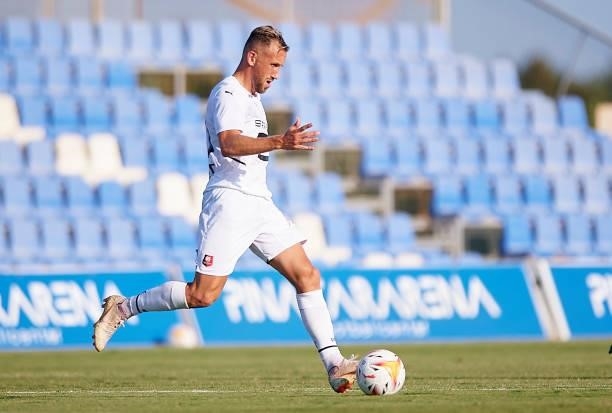 Flavien Tait of Stade Rennais in action during a Pre-Season friendly match between Getafe and Stade Rennais at Pinatar Arena on July 21, 2021 in...