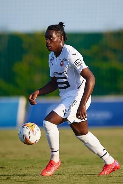 Faitout Maouassa of Stade Rennais in action during a Pre-Season friendly match between Getafe and Stade Rennais at Pinatar Arena on July 21, 2021 in...