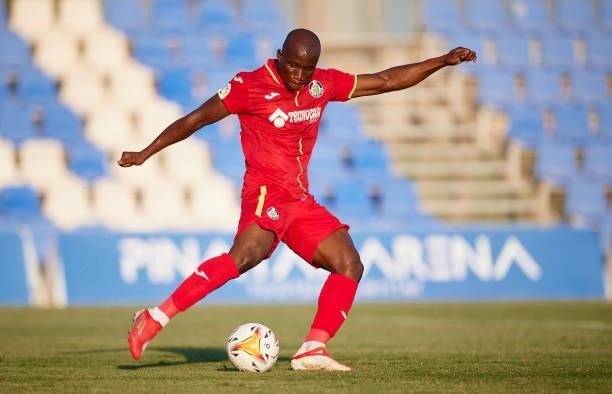 Emmanuel Koffi of Getafe in action during a Pre-Season friendly match between Getafe and Stade Rennais at Pinatar Arena on July 21, 2021 in Murcia,...