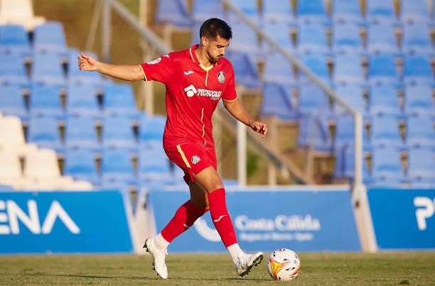 Chema Rodriguez of Getafe in action during a Pre-Season friendly match between Getafe and Stade Rennais at Pinatar Arena on July 21, 2021 in Murcia,...