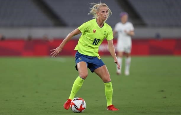 Sofia Jokobsson of Sweden is seen in the Women's First Round Group G match between Sweden and United States during the Tokyo 2020 Olympic Games at...