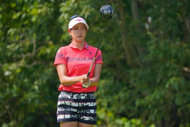 Erika Hara of Japan is seen before her tee shot on the 7th hole during the first round of Daito Kentaku eHeyanet Ladies at Takino Country Club on...