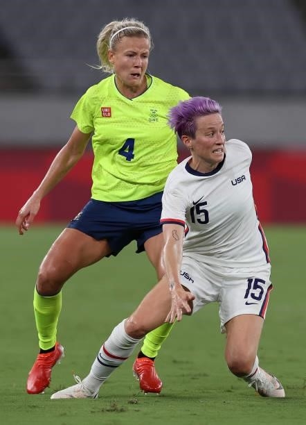 Hanna Glas of Sweden vies with Megan Rapinoe of United States is seen in the Women's First Round Group G match between Sweden and United States...